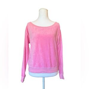 Juicy Couture Pink Velour Sweatshirt Women’s XS Velour Crewneck Pullover